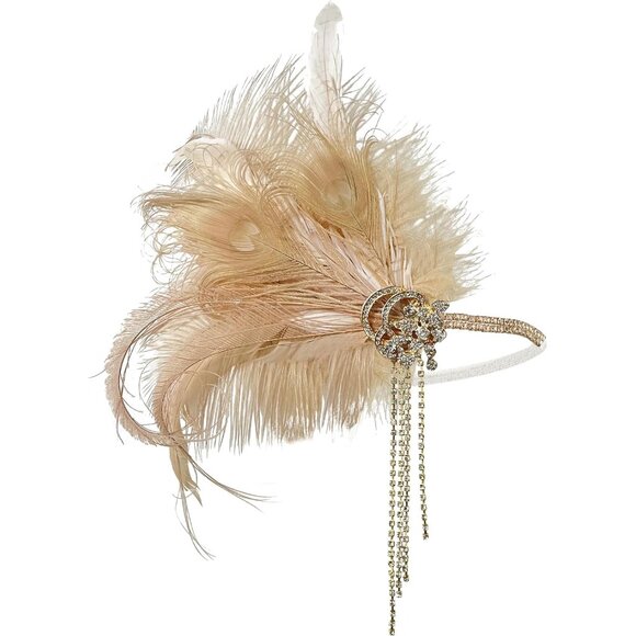 1920s Accessories Set for Women Flapper Costume Headband Necklace Gloves - Picture 2 of 7